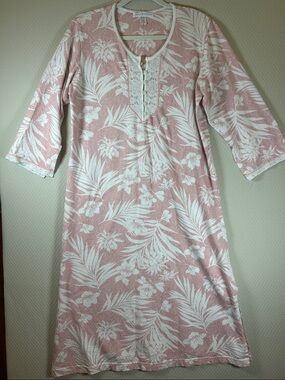 Midnight by Carole Hochman Pink & White Floral Long Nightgown, Size M